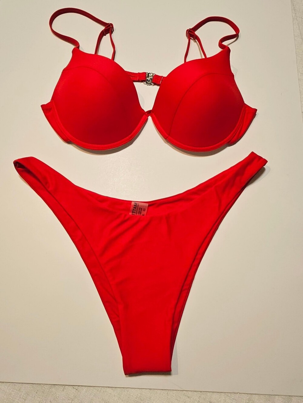 Matte Collection Red High-Cut Underwire Bikini Swimsuit Set Size L New NWOT